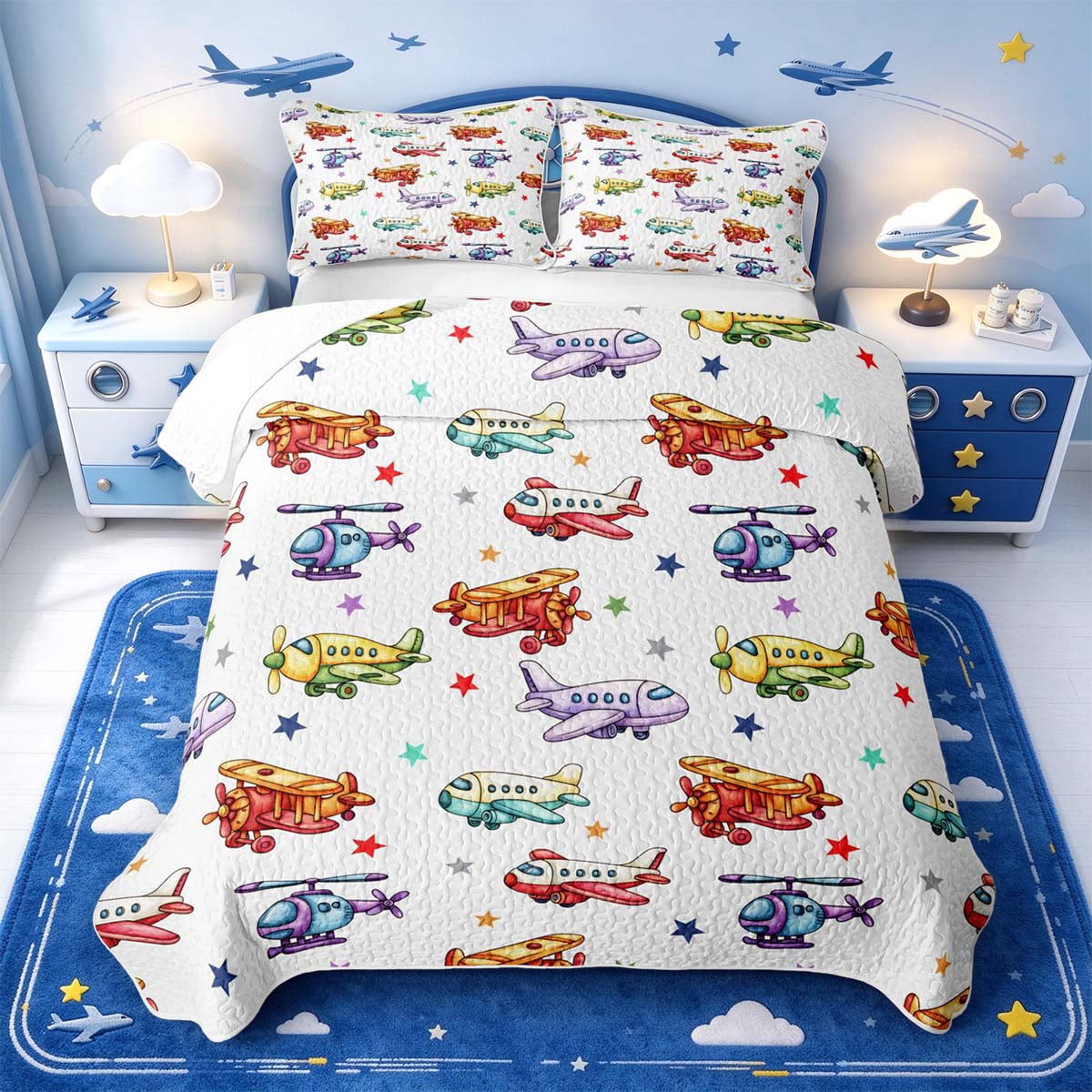 Helicopter Rescue Signs Manfei Rescue Helicopter Quilt Full,Plane Doodle Full Bedspread Sets,3 ...