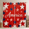 thumbnail image 1 of Manfei Retro America Print Kitchen Curtains, Glitter Stars Black Out Curtains Pack of 2 (42x63 Each), Red White Blue, 1 of 6