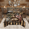thumbnail image 1 of Manfei Retro American Flag Bedding Comforter Set, Jungle Deer Fish Print Twin Comforter Sets, Rustic Farmhouse Animal Reversible Bedding Set, Super Cozy Room Decor, 2 Pieces, 1 of 8