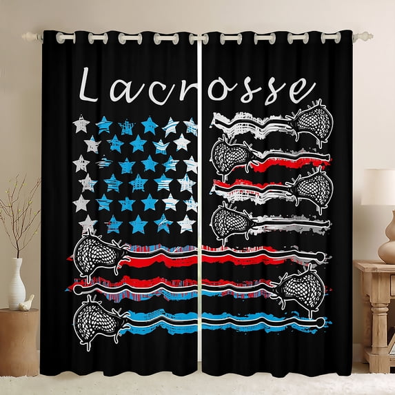 Manfei Retro American Flag Black Out Curtains,Watercolor Graffiti Curtains Pack of 2 (42x63 Each),Blue Black Red Bedroom Curtains For Boys Kids,Super Cozy Room Decor