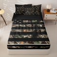 thumbnail image 1 of Manfei Retro American Flag Zipper Full Size Comforter Sets with Fitted Sheet and 2 Pillowcases,Patriotic Camo Zipper Bedding Set,Brown Black Stripes Decor,Black Reversible,4pcs, 1 of 8