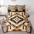 thumbnail image 1 of Manfei Retro Aztec Bedding Twin Size,Boho Bohemain Flower Comforter Sets with Sheets,Brown Black Geometry Bedding Sets Twin Size,Microfiber Bedroom Decoration Reversible,7pcs, 1 of 7