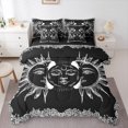 thumbnail image 1 of Manfei Retro bohemian Flower 7pcs Bedding Comforter Set,White Black Queen Bedding Sets,Boho Theme Queen Sheet Sets For Teens,Luxury Bedroom Decor Reversible, 1 of 8