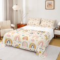 thumbnail image 1 of Manfei Retro bohemian Rainbow Full Size Sheets,Colorful Striped Lines Bed Sheets,Vintage Loves Pattern Sheet Sets For Teens,Ultra Soft Home Decor,4pcs, 1 of 7