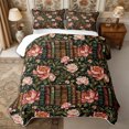 thumbnail image 1 of Manfei Retro Books Bed Spread Queen 3pcs,Chic Flowers Queen Coverlet Set,1 Quilt and 2 Pillowcases, 1 of 7