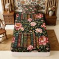 thumbnail image 1 of Manfei Retro Books Twin Fitted Sheet 2 Pieces,Chic Flowers Bedding,1 Fitted Sheet and 1 Pillowcase, 1 of 4