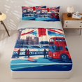 thumbnail image 1 of Manfei Retro British Flag Zipper Queen Comforter Set with Fitted Sheet and 2 Pillowcases,London Red Bus Zipper Bedding Set,Red Blue,Light Gray Reversible,4pcs, 1 of 8