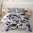 thumbnail image 1 of Manfei Retro Camo Twin Quilt Set,Lovely Bear Twin Coverlet Set,White Black,2-Piece, 1 of 7