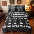 thumbnail image 1 of Manfei Retro Camo US Flag Full Size Bedding Sets, Patriotic Soldier Silhouette Full Size Bed in a Bag, Black White, Black Reversible 7 Pieces, 1 of 6