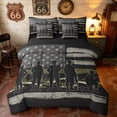 thumbnail image 1 of Manfei Retro Camo US Flag Twin Bedding, Patriotic Soldier Silhouette Bedding Comforter Set, Black Gray Green, Black Reversible 7-Piece, 1 of 6