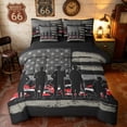 thumbnail image 1 of Manfei Retro Camo US Flag Twin Bedding, Patriotic Soldier Silhouette Bedding Comforter Set, Red, Black Reversible 7 Pieces, 1 of 6