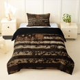 thumbnail image 1 of Manfei Retro Camo Usa Flag Twin Comforter Sets,Vintage Stripes Art Bedding Set,Brown,Black Reversible,2pcs,1 Comforter and 1 Pillowcase, 1 of 7