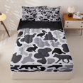 thumbnail image 1 of Manfei Retro Camo Zipper Twin Comforter Sets with Fitted Sheet and 2 Pillowcases,Lovely Bear Zipper Bedding Set,White Black,Black Reversible,4pcs, 1 of 8