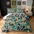 thumbnail image 1 of Manfei Retro Camouflage Gamepad Twin Quilt Set, Contemporary Art Camo Twin Coverlet Set, Woodland Green, 2 Pieces, 1 Bedspread and 1 Pillowcase, 1 of 7