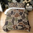 thumbnail image 1 of Manfei Retro Camouflage Quilt King, Contemporary Art Camo Soccer King Coverlet Set, Dark Khaki, 3 Pieces, 1 Bedspread and 2 Pillowcases, 1 of 7