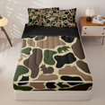 thumbnail image 1 of Manfei Retro Camouflage Zipper Twin Comforter Sets with Fitted Sheet and 2 Pillowcases,Woodland Bear Zipper Bedding Set,Brown Green,Black Reversible,4pcs, 1 of 8