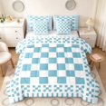 thumbnail image 1 of Manfei Retro Checkerboard Full Size Bedding Sets, Blue White Plaid Full Size Bed in a Bag, Reversible 7 Pieces, 1 of 6