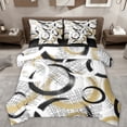 thumbnail image 1 of Manfei Retro Circle Pattern 7pcs Bedding Comforter Set,Modern Abstract Geometric Queen Bedding Sets,Brown White Black Queen Sheet Sets For Teens,Luxury Bedroom Decor Reversible, 1 of 8