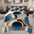 thumbnail image 1 of Manfei Retro Circle Pattern Queen Comforter Set,Modern Abstract Geometric Bedding Sets,Brown Blue Dot Bedding Comforter Set For Teens,Luxury Bedroom Decor Reversible,3-Piece, 1 of 8