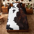 thumbnail image 1 of Manfei Retro Cow Print Twin Fitted Sheet 2 Pieces,Abstract Animal Spot Bedding,Black White Brown,1 Fitted Sheet and 1 Pillowcase, 1 of 4