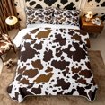 thumbnail image 1 of Manfei Retro Cow Print Twin Quilt Set 2 Pieces,Minimalist Animal Pattern Twin Coverlet Set,Dark Brown,1 Bedspread and 1 Pillowcase, 1 of 6