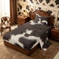 thumbnail image 1 of Manfei Retro Cow Print Twin Sheets 3pcs,Abstract Animal Spot Bedding,Dark Brown Cream,1 Flat Sheet,1 Fitted Sheet and 1 Pillowcase, 1 of 6