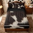 thumbnail image 1 of Manfei Retro Cow Print Zipper Full Size Comforter Sets with Fitted Sheet and 2 Pillowcases,Abstract Animal Spot Zipper Bedding Set,Dark Brown Cream,Reversible, 1 of 7