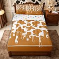 thumbnail image 1 of Manfei Retro Cow Print Zipper Queen Comforter Set with Fitted Sheet and 2 Pillowcases,Rustic Farm Animal Zipper Bedding Set,Rust White,Reversible, 1 of 7