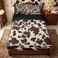 thumbnail image 1 of Manfei Retro Cow Print Zipper Twin Comforter Sets with Fitted Sheet and 2 Pillowcases,Minimalist Animal Pattern Zipper Bedding Set,Beige Cream Brown,Reversible, 1 of 7