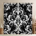 thumbnail image 1 of Manfei Retro Damask Jacquard Black Out Curtains,Baroque Flower Floral Curtains Pack of 2 (42x63 Each),White Black Bedroom Curtains For Adult,Super Cozy Room Decoration, 1 of 6