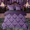 thumbnail image 1 of Manfei Retro Damask Print 7-Piece Twin Bedding Sets,Vintage Baroque Flower Bedding Comforter Set,Purple bohemian Flowers Sheet Sets For Men Women,Ultra Soft Home Decor Reversible, 1 of 8