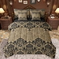 thumbnail image 1 of Manfei Retro Damask Print 7 Pieces Bedding Comforter Set,Vintage Baroque Flower Full Bedding Set,Gold Black Fitted Sheet Flat Sheet For Men Women,Ultra Soft Home Decor Reversible, 1 of 8