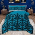 thumbnail image 1 of Manfei Retro Damask Print Bedding Comforter Set,Vintage Baroque Flower Twin Comforter Sets,Cyan Black Bedding Set For Men Women,Ultra Soft Home Decor Reversible,2pcs, 1 of 8