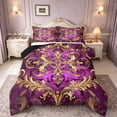 thumbnail image 1 of Manfei Retro Damask Print Bedding Comforter Set,Vintage Baroque Flower Twin Comforter Sets,Gold Purple Bedding Set For Men Women,Super Cozy Room Decor Reversible,2-Piece, 1 of 8