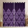 thumbnail image 1 of Manfei Retro Damask Print Black Out Curtains,Vintage Baroque Flower Curtains Pack of 2 (42x63 Each),Purple bohemian Flowers Bedroom Curtains For Men Women,Ultra Soft Home Decor, 1 of 6