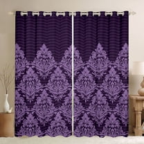 Manfei Retro Damask Print Black Out Curtains,Vintage Baroque Flower Curtains Pack of 2 (42x63 Each),Purple bohemian Flowers Bedroom Curtains For Men Women,Ultra Soft Home Decor