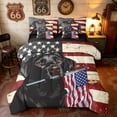 thumbnail image 1 of Manfei Retro Dog Twin Bedding, American Flag Bedding Comforter Set, Black Red White Blue, Black Reversible 7pcs, 1 of 6