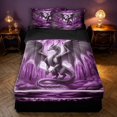 thumbnail image 1 of Manfei Retro Dragon Animals Zipper Queen Comforter Set with Fitted Sheet and 2 Pillowcases,Vintage Trees Zipper Bedding Set,Pink Gray,Black Reversible,4pcs, 1 of 8