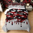 thumbnail image 1 of Manfei Retro Dripping Camouflage Quilt King, Contemporary Art Camo King Coverlet Set, Gray Red, 3-Piece, 1 Bedspread and 2 Pillowcases, 1 of 7