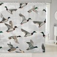 thumbnail image 1 of Manfei Retro Duck Camo Shower Curtain 72Wx84L, Mid Century Camouflage Bathroom Shower Curtain, Sliver, 1 of 5