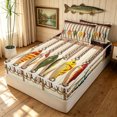 thumbnail image 1 of Manfei Retro Fishing Hook Zipper Twin Comforter Sets with Fitted Sheet and 2 Pillowcases, Rustic Farmhouse Zipper Bedding Set, Beige, Gray Reversible, 4pcs, 1 of 7