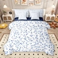 thumbnail image 1 of Manfei Retro Flower 7-Piece Twin Bedding Sets,Rustic Plant Bedding Comforter Set,White Blue Sheet Sets For Men Women,Ultra Soft Home Decor Reversible, 1 of 8
