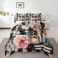 thumbnail image 1 of Manfei Retro Flower Floral Queen Comforter Set,Romantic Makeup Pergume Bedding Sets,Pink Black Blue Bedding Comforter Set For Princess,Microfiber Bedroom Decor Reversible,3pcs, 1 of 8