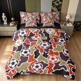 thumbnail image 1 of Manfei Retro Football Twin Bedding, Countryside Camo Rugby Bedding Comforter Set, Green Red, Black Reversible, 7 Pieces, 1 of 6
