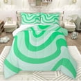 thumbnail image 1 of Manfei Retro Geometric Line Queen Comforter Set,Modern Abstract Art Bedding Sets,Green Wave Stripe Bedding Comforter Set For Men Women,Ultra Soft Home Decor Reversible,3-Piece, 1 of 8