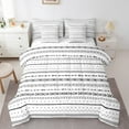 thumbnail image 1 of Manfei Retro Geometric Twin Bedding Sets 7pcs,Modern Geometric Stripes Bedding Comforter Set 7pcs,Black White Sheet Sets,Microfiber Room Decoration Reversible, 1 of 7