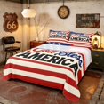 thumbnail image 1 of Manfei Retro God Bless America Print Bed Sheets, USA Flag Full Size Sheets, Red White Blue, Navy Reversible 4-Piece (1 Flat Sheet, 1 Fitted Sheet and 2 Pillowcases), 1 of 6