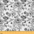 thumbnail image 1 of Manfei Retro Gray Floral Sewing & Crafting Fabric (3 Yards), Chic Spring Flower Home Decor Fabric by the Yard, Wild Bird DIY Fabric, 1 of 6