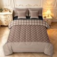 thumbnail image 1 of Manfei Retro Grid 7-Piece King Bedding,Kawaii Polka Dot King Bed in a Bag,Brown Gray,Black Reversible, 1 of 7