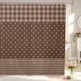 thumbnail image 1 of Manfei Retro Grid Shower Curtain 72Wx72L,Kawaii Polka Dot Bathroom Curtain,Brown Gray, 1 of 5